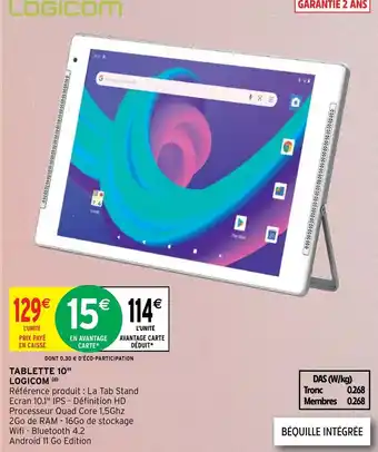 Intermarché Tablette 10" logicom offre