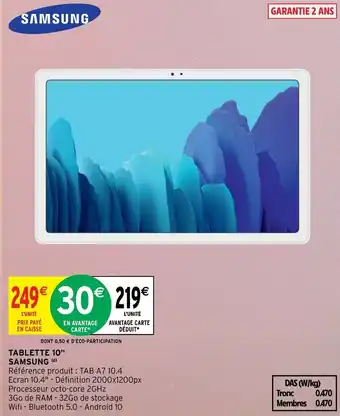 Intermarché Tablette 10" samsung offre