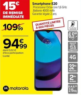 Carrefour Drive Smartphone E20 offre