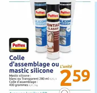 Action Colle d'assemblage ou mastic silicone offre