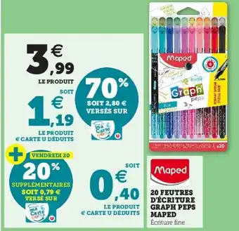 Super U 20 Feutres d'écriture graph peps maped offre