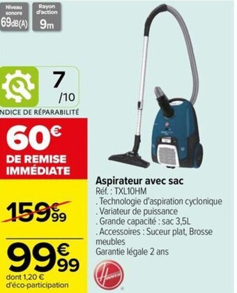 Carrefour Drive Aspirateur avec sac offre