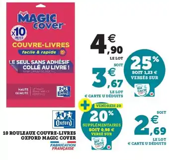 Super U 10 Rouleaux couvre-livres oxford magic cover offre