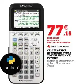 Super U Calculatrice graphique texas offre