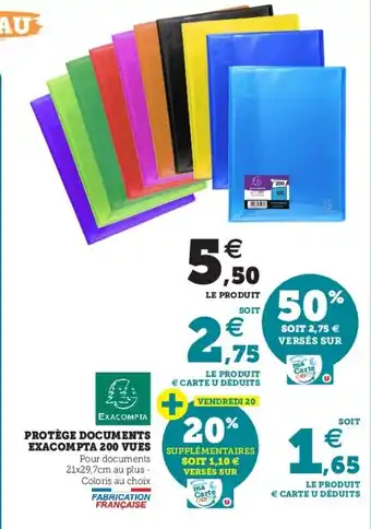Super U Protège documents exacompta offre
