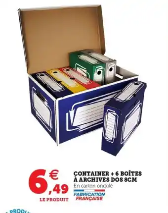 Super U Container + 6 boîtes à archives dos offre