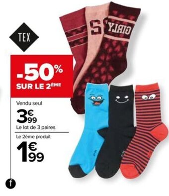 Carrefour Drive Mi-chaussettes Fantaisies Enfant offre