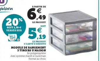 Super U Module de rangement 3 tiroirs u maison offre