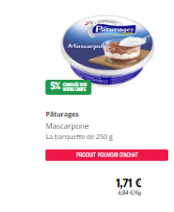 Intermarché Pâturages Mascarpone offre