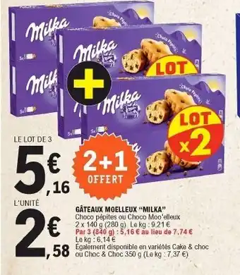 E.Leclerc Gâteaux moelleux "milka" offre