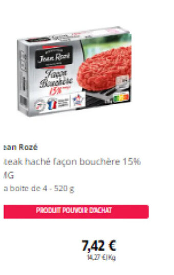 Intermarché jean roze steak haché façon bouchère 15% offre