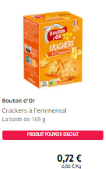 Intermarché Bouton d'Or Crackers à l'emmental La boite de 105 g offre
