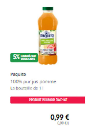 Intermarché Paquito 100% purjus pomme offre