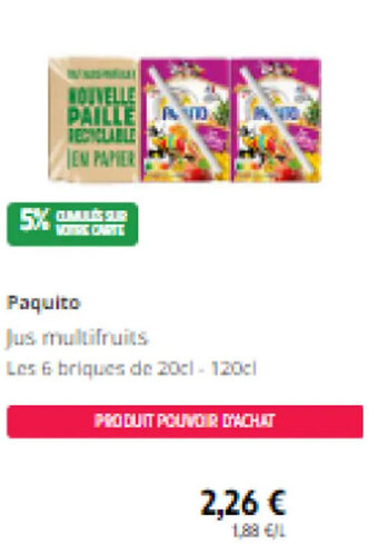 Intermarché Paquito Jus multifruits offre