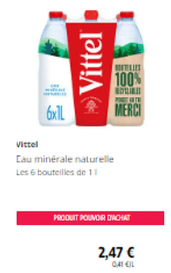 Intermarché Vittel Eau minérale naturelle offre
