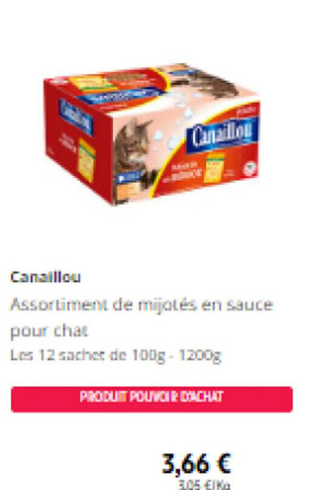 Intermarché Canaillou Assortiment de mijotés en sauce pour chat offre