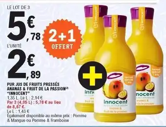 E.Leclerc Pur jus de fruits pressés ananas & fruits de la passion "innocent" offre