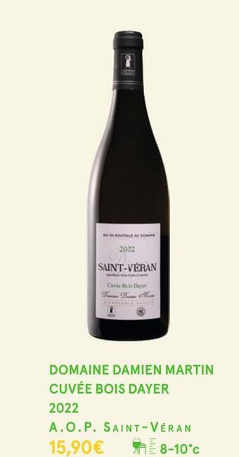 Monoprix Domaine damien martin cuvée bois dayer 2022 offre