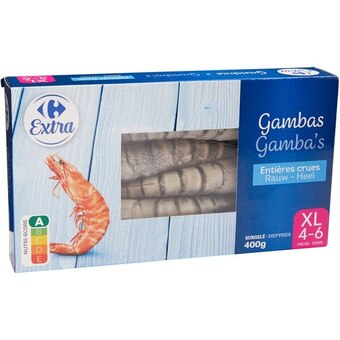 Carrefour classic' gambas entières crues surgelées