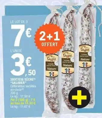 E.Leclerc Saucisses sèche "galibier" offre