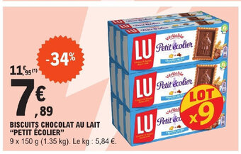 E.Leclerc BISCUITS CHOCOLAT AU LAIT "PETIT ÉCOLIER" offre