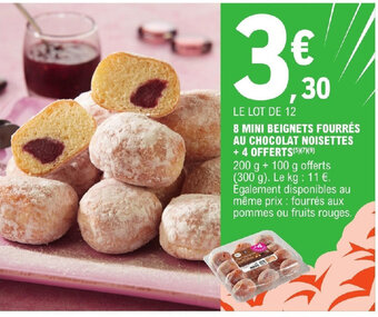 E.Leclerc 8 MINI BEIGNETS FOURRÉS AU CHOCOLAT NOISETTES + 4 OFFERTS(5)X(7)(9) offre