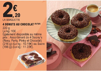 E.Leclerc 4 DONUTS AU CHOCOLAT (5)(7)(9) 220 g offre
