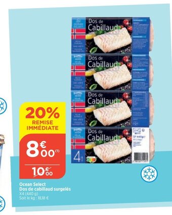 Bi1 Ocean Select Dos de cabillaud surgelés offre