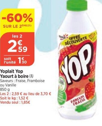 Bi1 Yoplait Yop Yaourt à boire offre