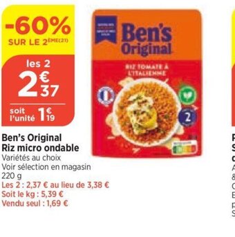 Bi1 Ben's Original Riz micro ondable offre