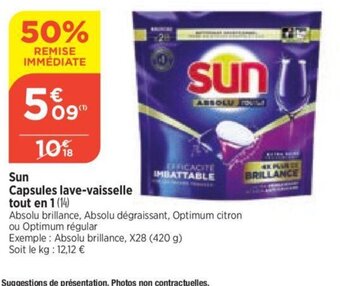 Sun Capsules lave-vaisselle tout en