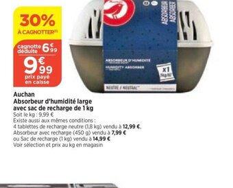 Auchan Absorbeur d'humidité large avec sac de recharge de 1 kg