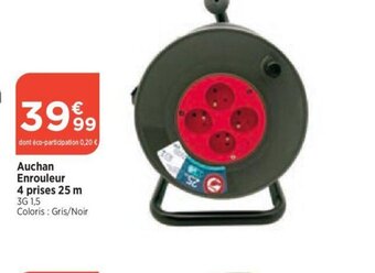 Bi1 Auchan Enrouleur 4 prises 25 m offre