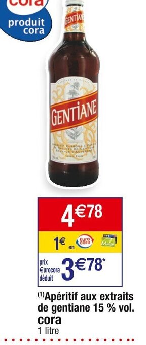 Cora x Carrefour Apéritif aux extraits de gentiane 15 % vol. offre