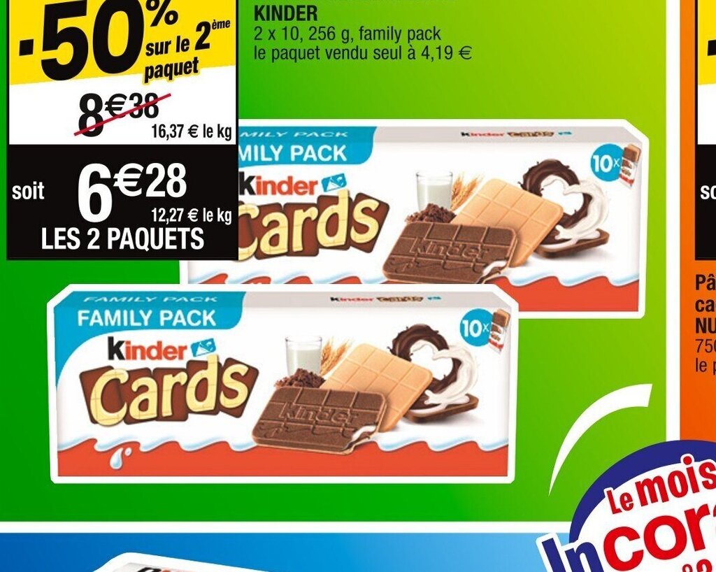 Promo Biscuits chocolat Cards KINDER chez Cora