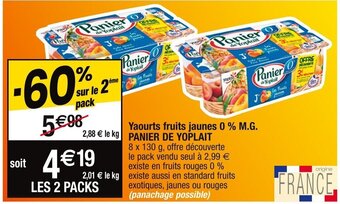 Cora x Carrefour Yaourts fruits jaunes 0 % M.G. 2,88€ le kg PANIER DE YOPLAIT offre