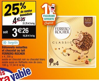 Bâtonnets noisettes et chocolat au lait FERRERO ROCHER x 4, 200 g