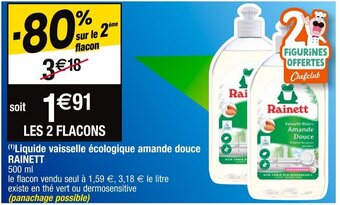 Cora x Carrefour (¹)Liquide vaisselle écologique amande douce RAINETT offre