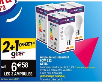 Cora x Carrefour Ampoule led standard 60W B22 GETIC offre
