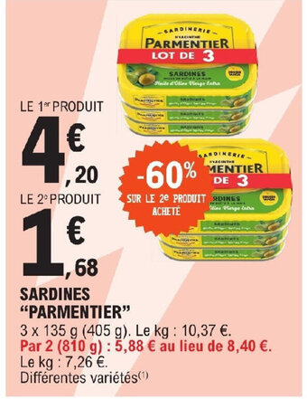 E.Leclerc SARDINES "PARMENTIER" offre