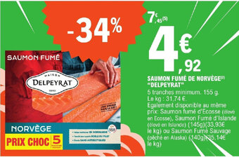 E.Leclerc SAUMON FUMÉ DE NORVÈGE(²) "DELPEYRAT" offre
