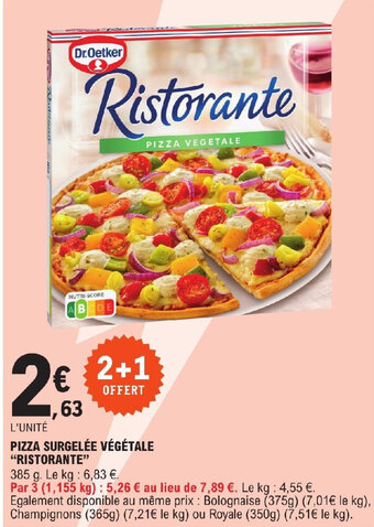 E.Leclerc PIZZA SURGELÉE VÉGÉTALE "RISTORANTE" offre
