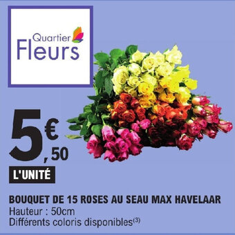 E.Leclerc BOUQUET DE 15 ROSES AU SEAU MAX HAVELAAR offre