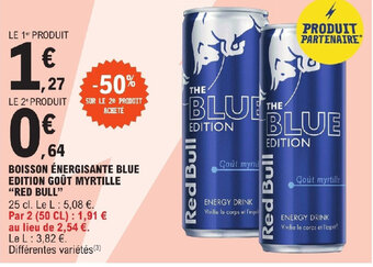 E.Leclerc BOISSON ÉNERGISANTE BLUE EDITION GOÛT MYRTILLE "RED BULL" offre