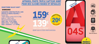 E.Leclerc SMARTPHONE GALAXY A04S(²) offre