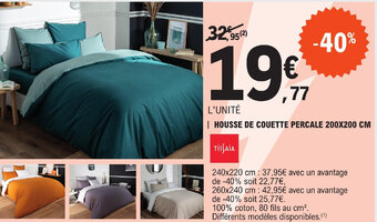 E.Leclerc HOUSSE DE COUETTE PERCALE 200X200 CM offre