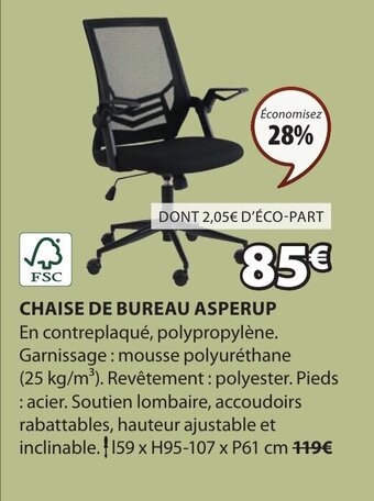 JYSK CHAISE DE BUREAU ASPERUP offre