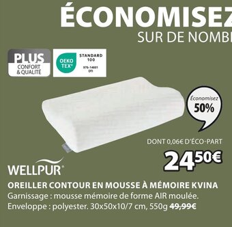 JYSK OREILLER CONTOUR EN MOUSSE À MÉMOIRE KVINA offre
