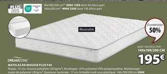 JYSK MATELAS EN MOUSSE PLUS F40 offre