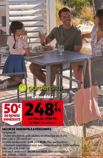 Auchan Salon de jardin Pila 6 Personnes offre